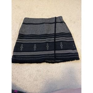 LOFT Women’s Navy And Grey Aztec Wrap Mini Skirt- NWT